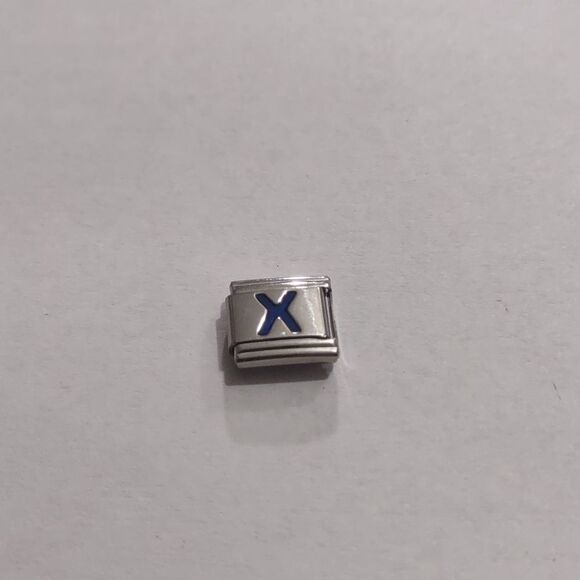 Blue‎ X Italian Link Stainless Steel Nomination Style Charm - Picture 1 of 1